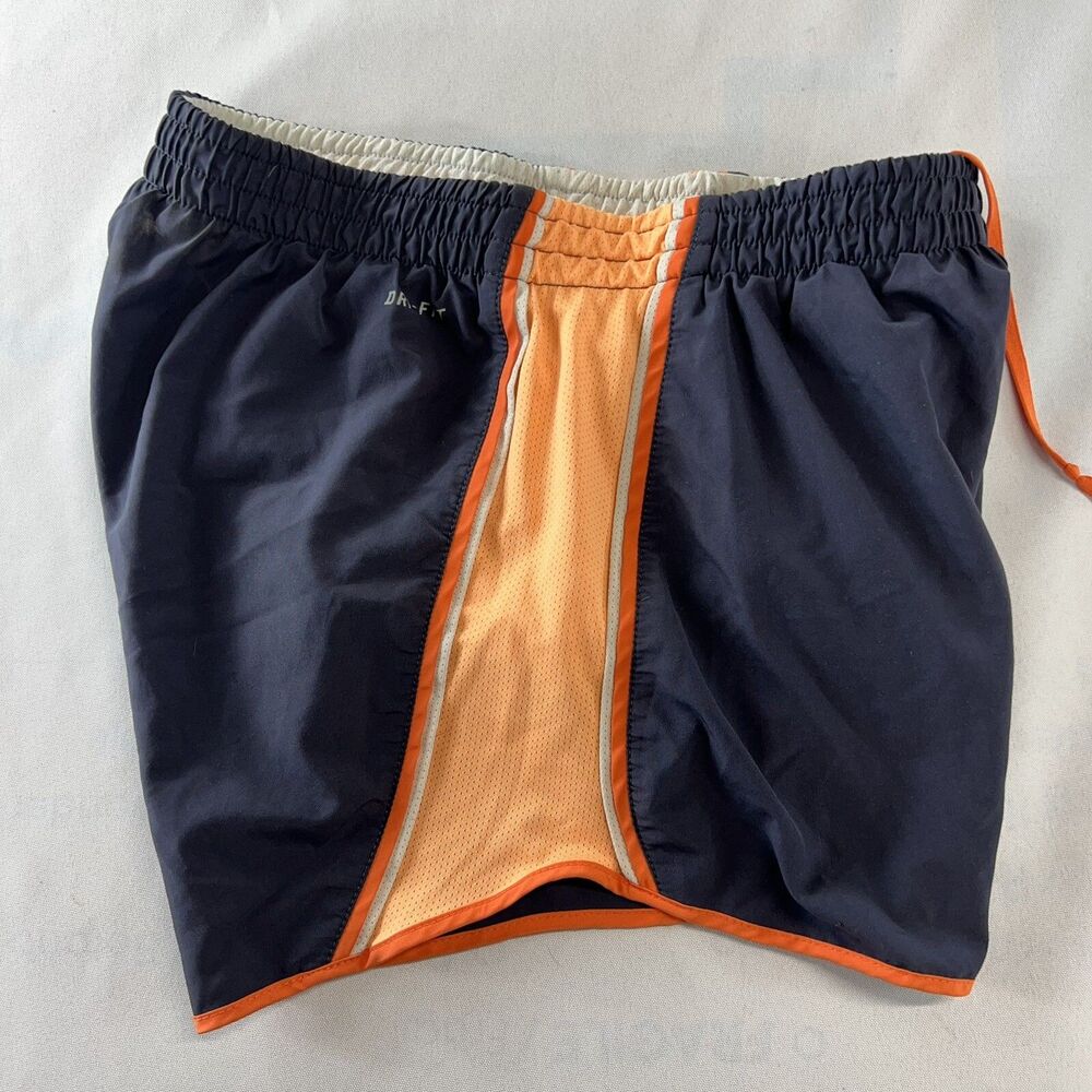 Nike Womens Small Black Shorts Orange Drawstring Dri-Fit Lined Running Shorts